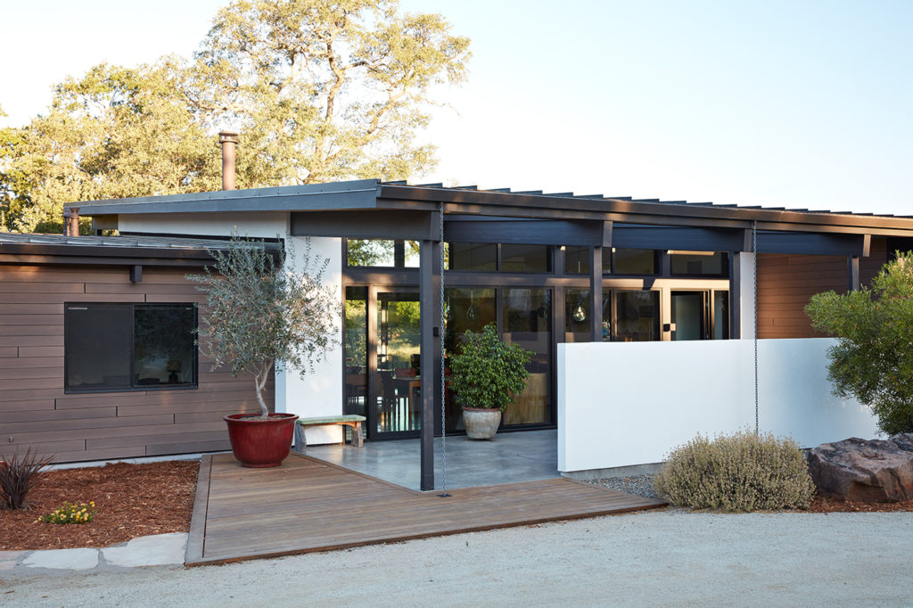 front patio modern house Sacramento Klopf Architecture composite siding