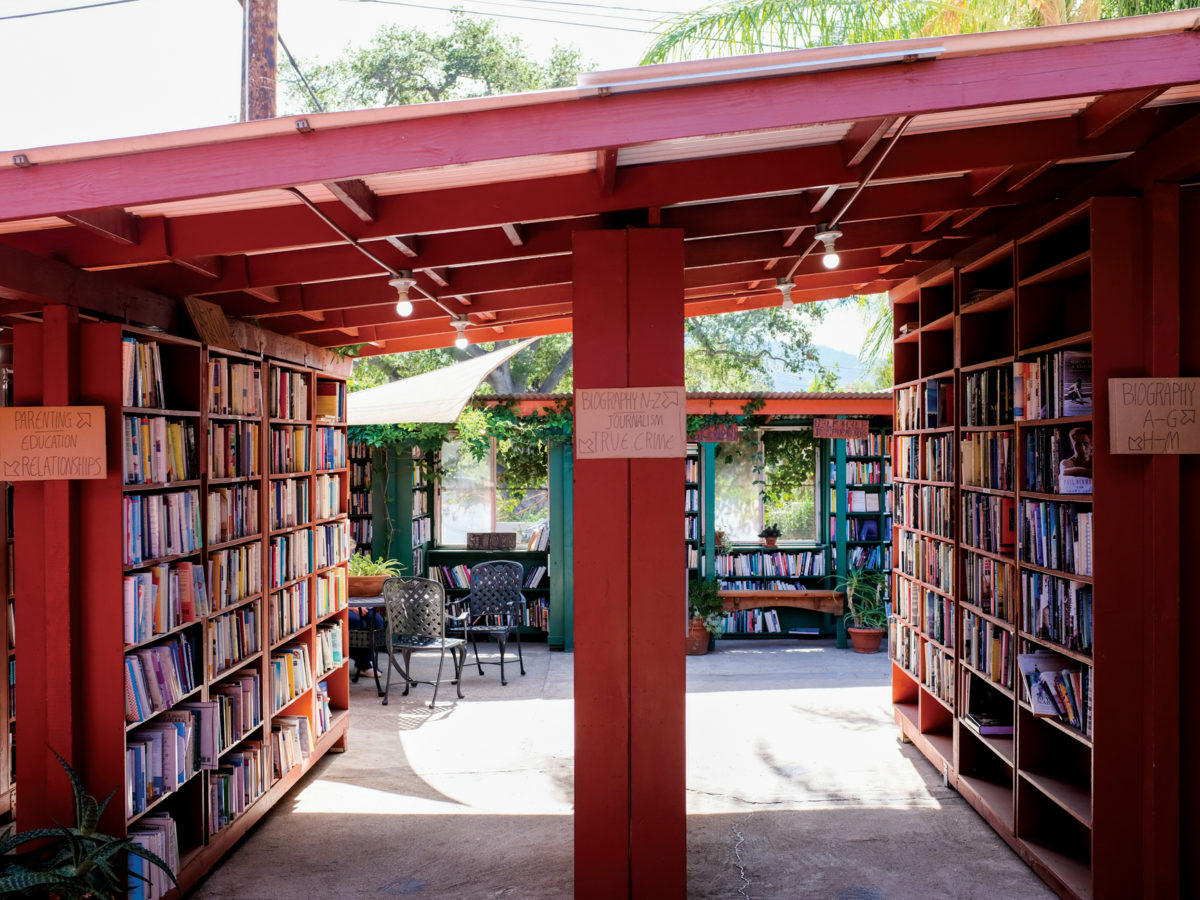 The sunlit interior of Bart's Books, an institution in Ojai, California.