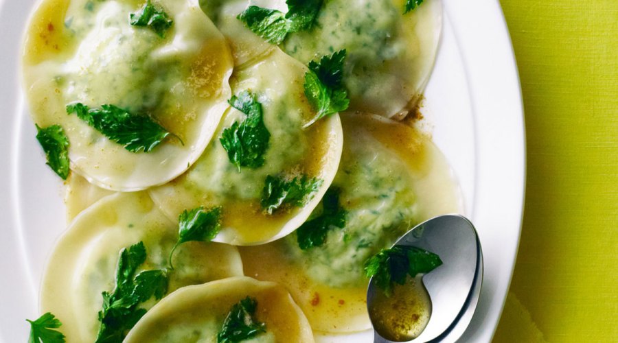 Parsley Ravioli with Brown Butter Sauce