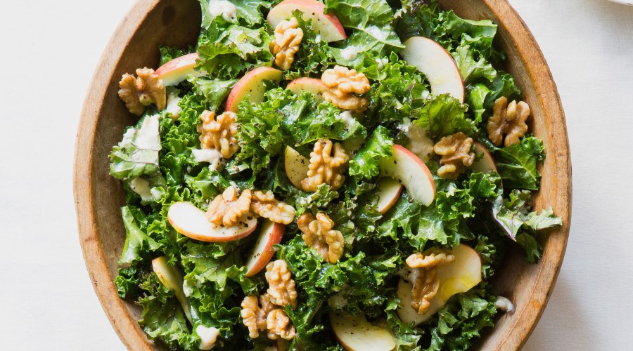 Kale and Apple Salad with Walnut Dressing