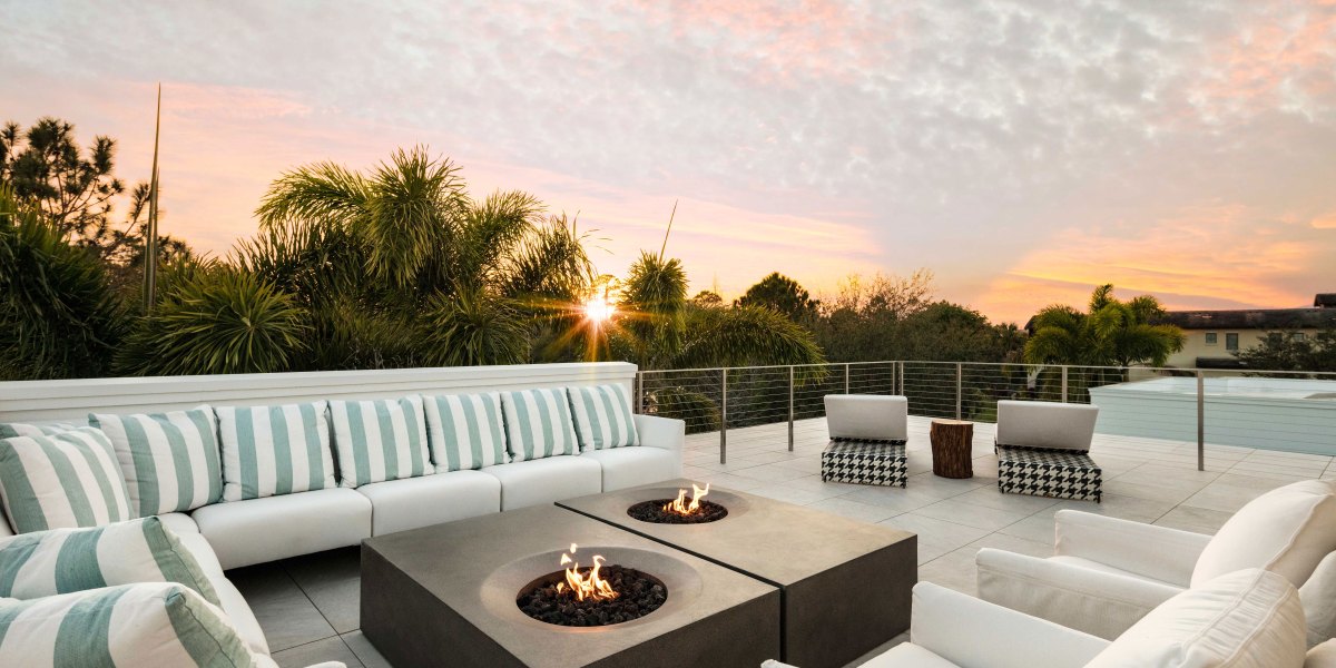 Tuya Fire Bowls on a Patio