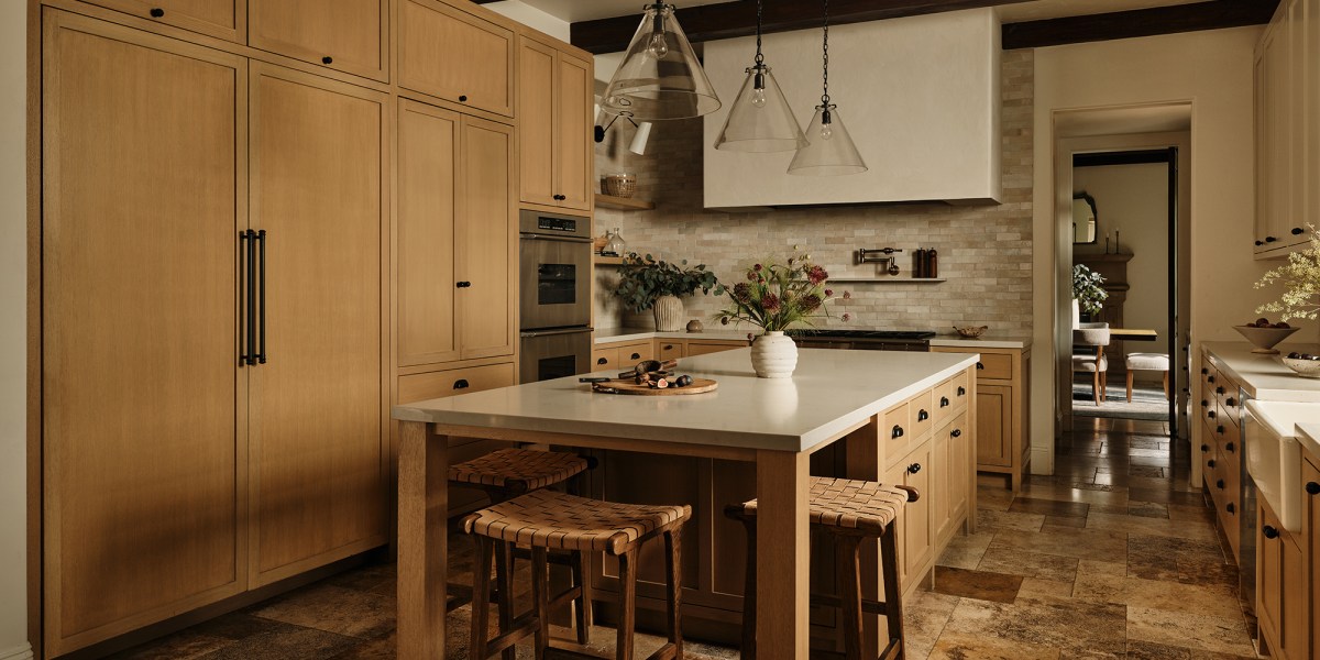 Kitchen Island in Calabasas Kitchen by Sarah West Interiors