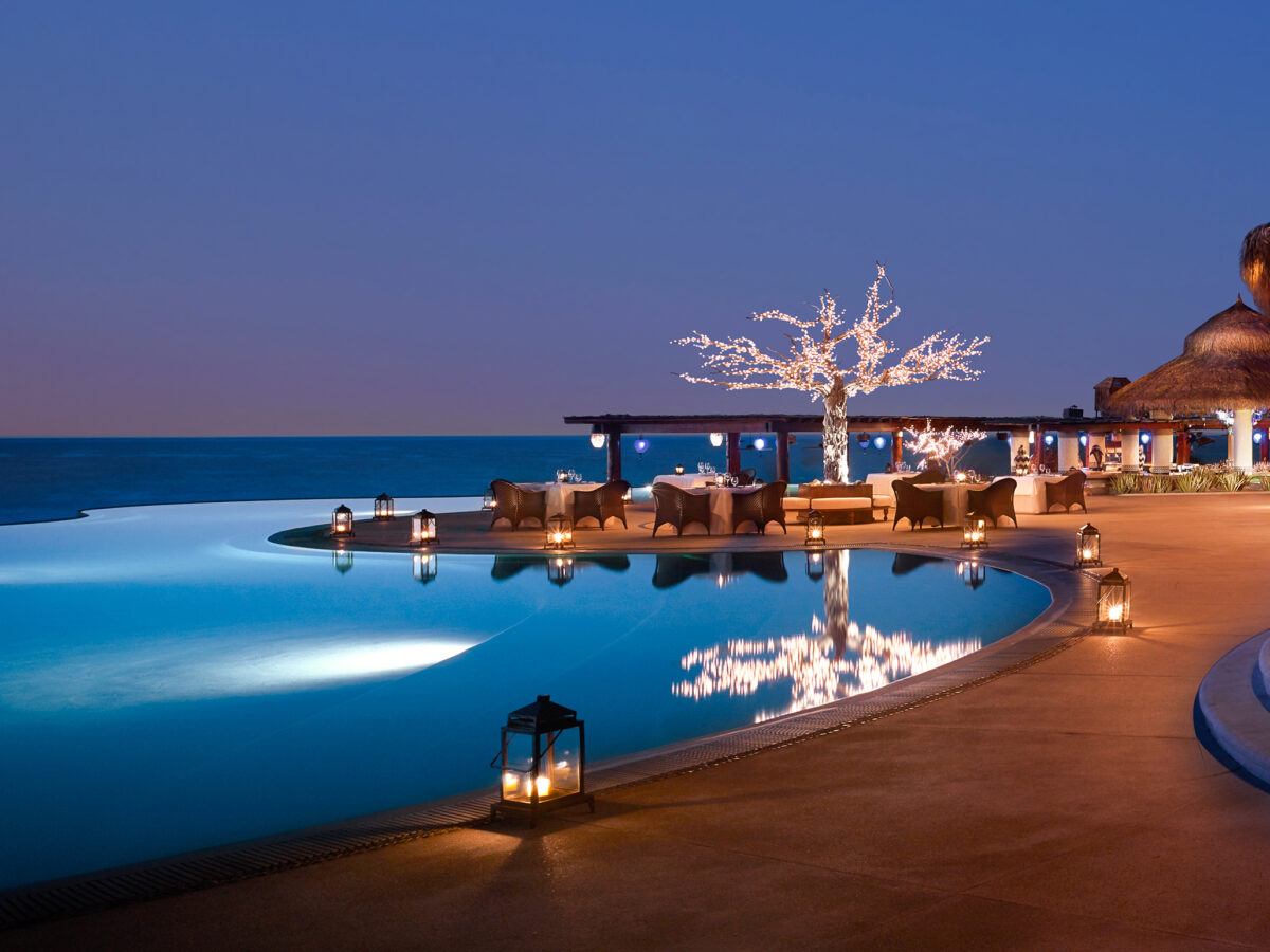 Las Ventanas al Paraiso Pool at Night