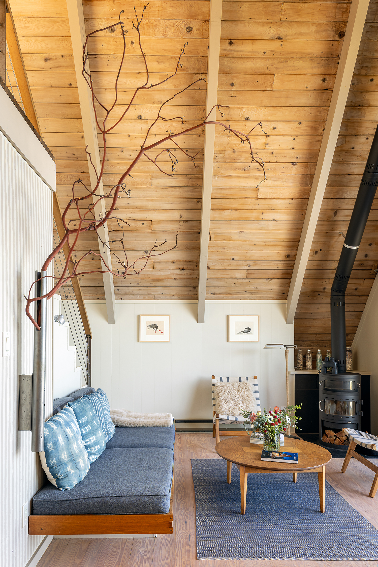 Living Area in San Juan Islands A-Frame by Heliotrope/Joe Herrin