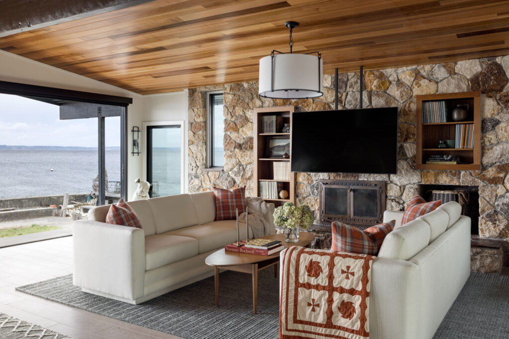 Living Room in Camano Island Cabin by Shannon Adamson