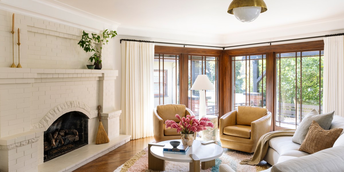 Living Room Fireplace in Oakland Craftsman by Emily Finch
