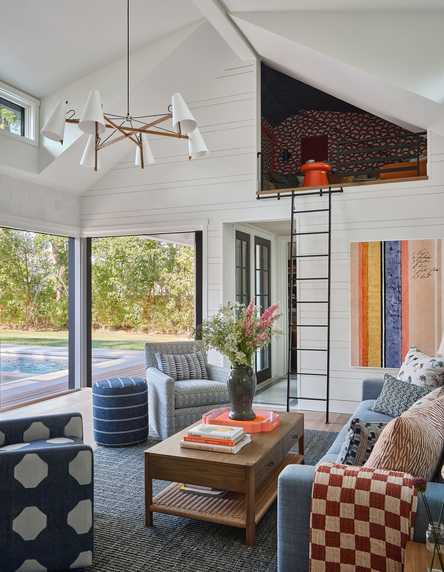 Living Room Loft in Pool House by Design Alchemy