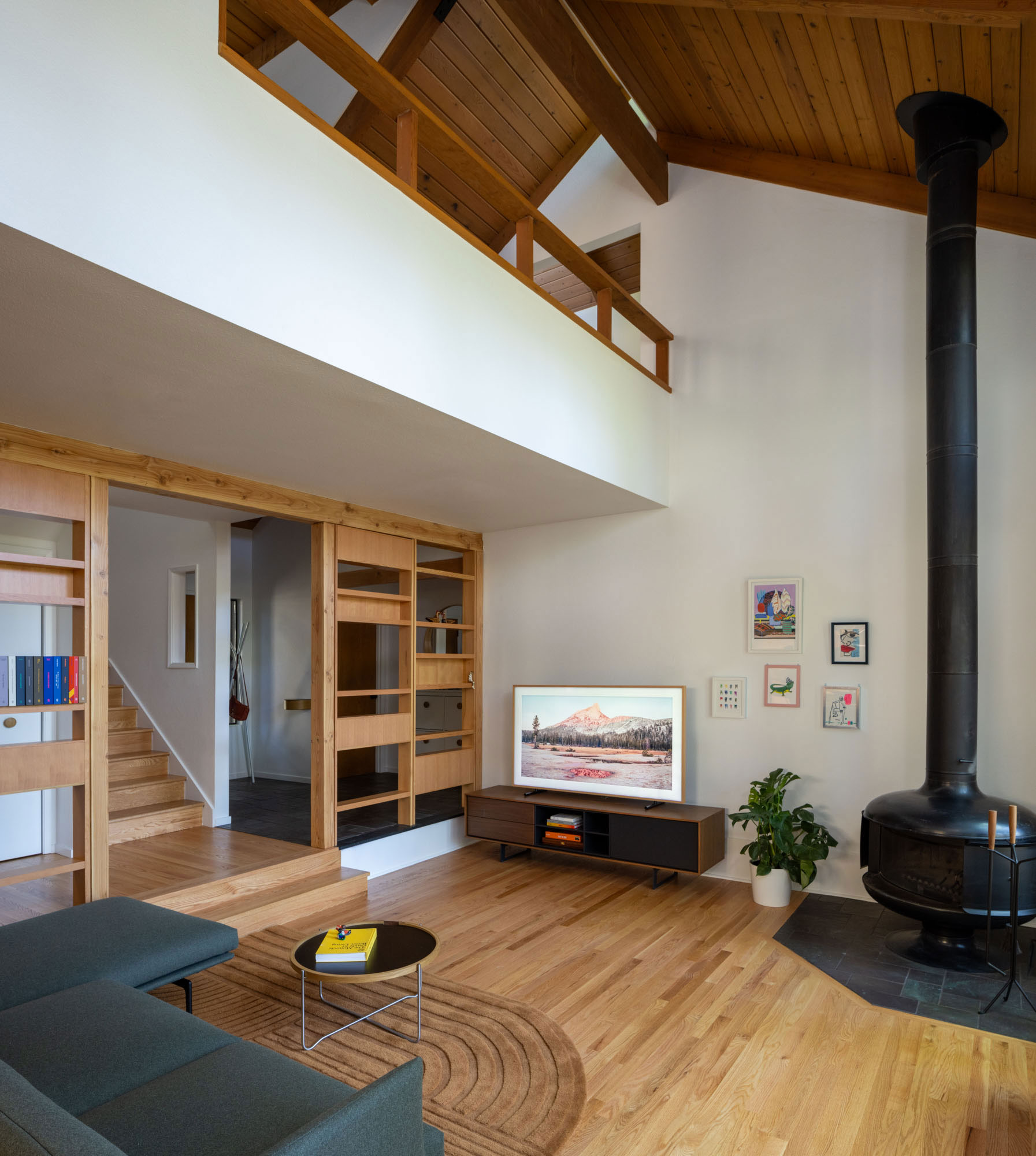 Living Room Loft Space in Wedgewood Seattle House by Best Practice Architecture