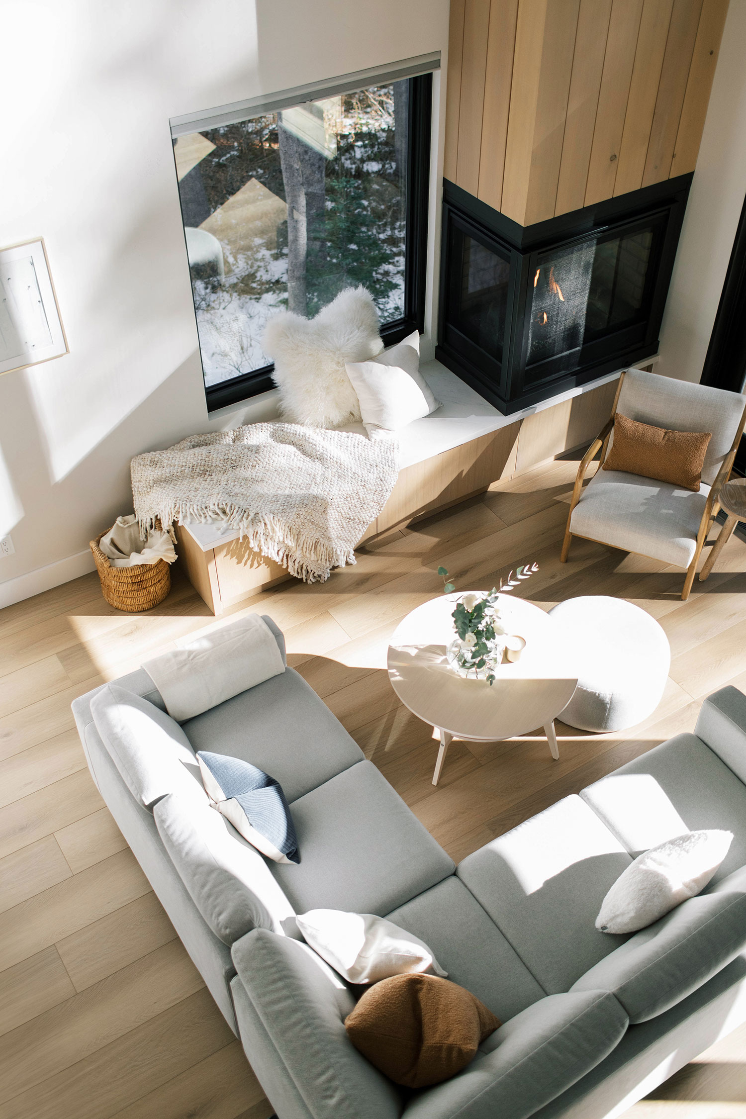 Living Room Overhead View in Lake Tahoe House by Hedda