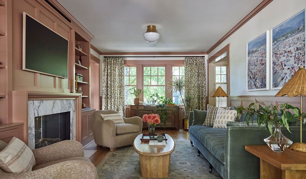 Living Room in Seattle Dutch Colonial by Casework