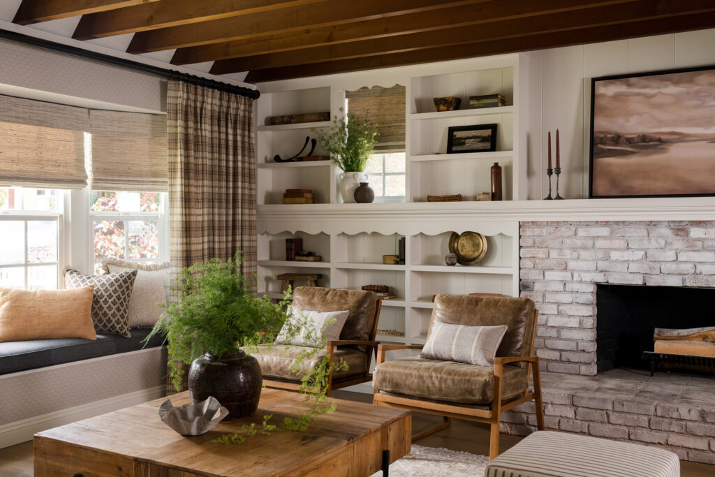 Living Room Window Seat Long Beach Cottage by Krimson Haus