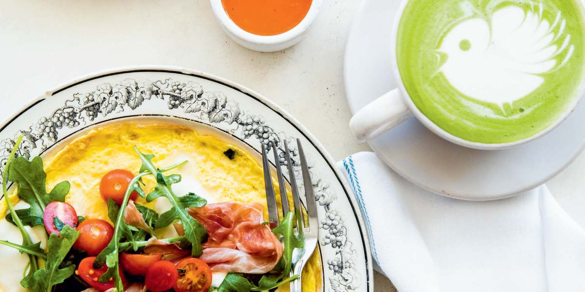 Open-faced salad omelet recipe from Malibu Farm