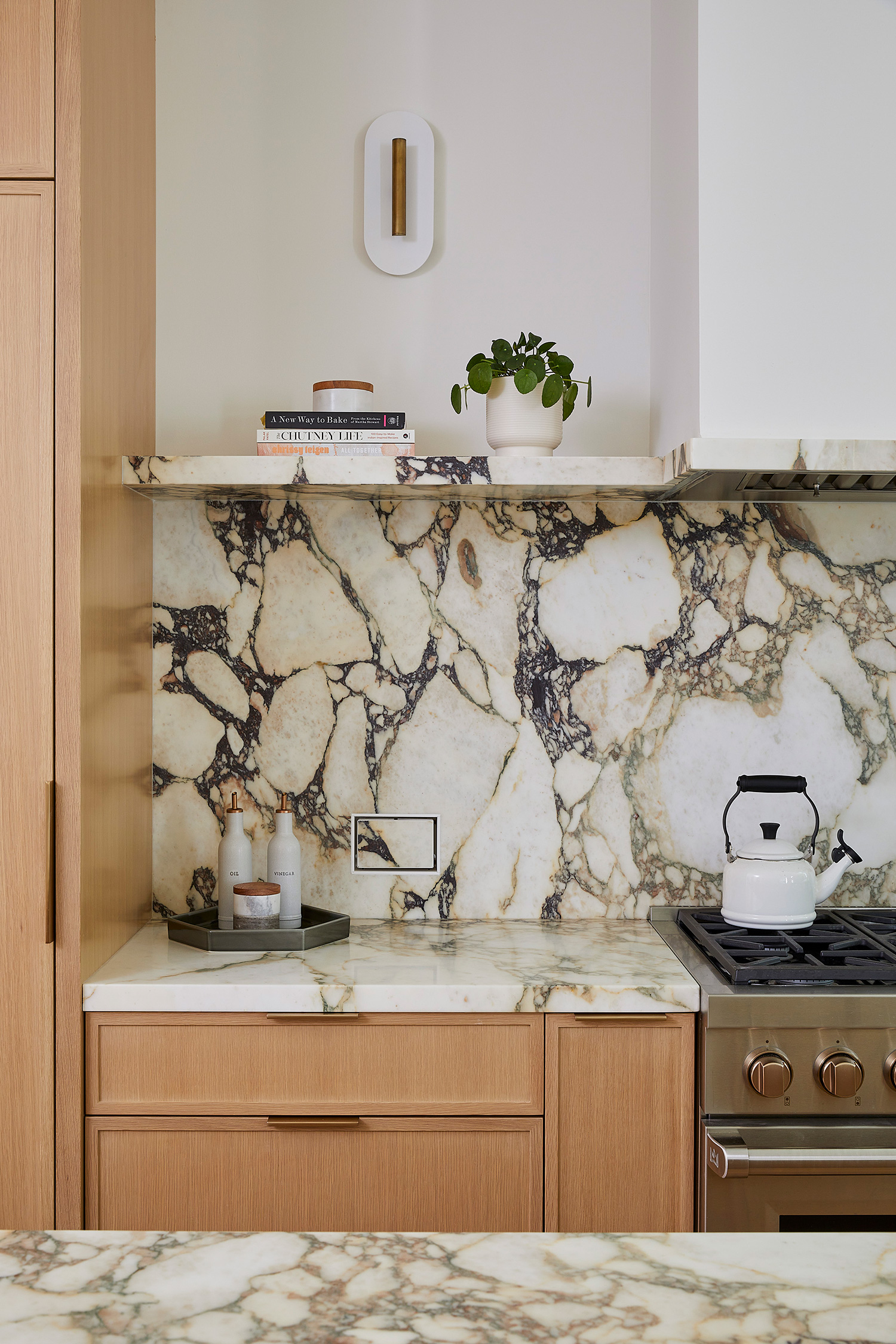 Marble Backsplash in Fremont Kitchen by Nina Jizhar
