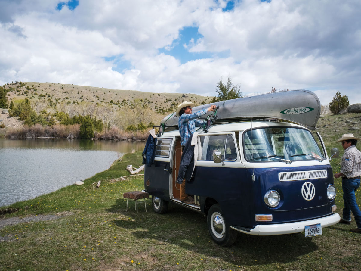 Eduardo Garcia with His VW Van and Canoe