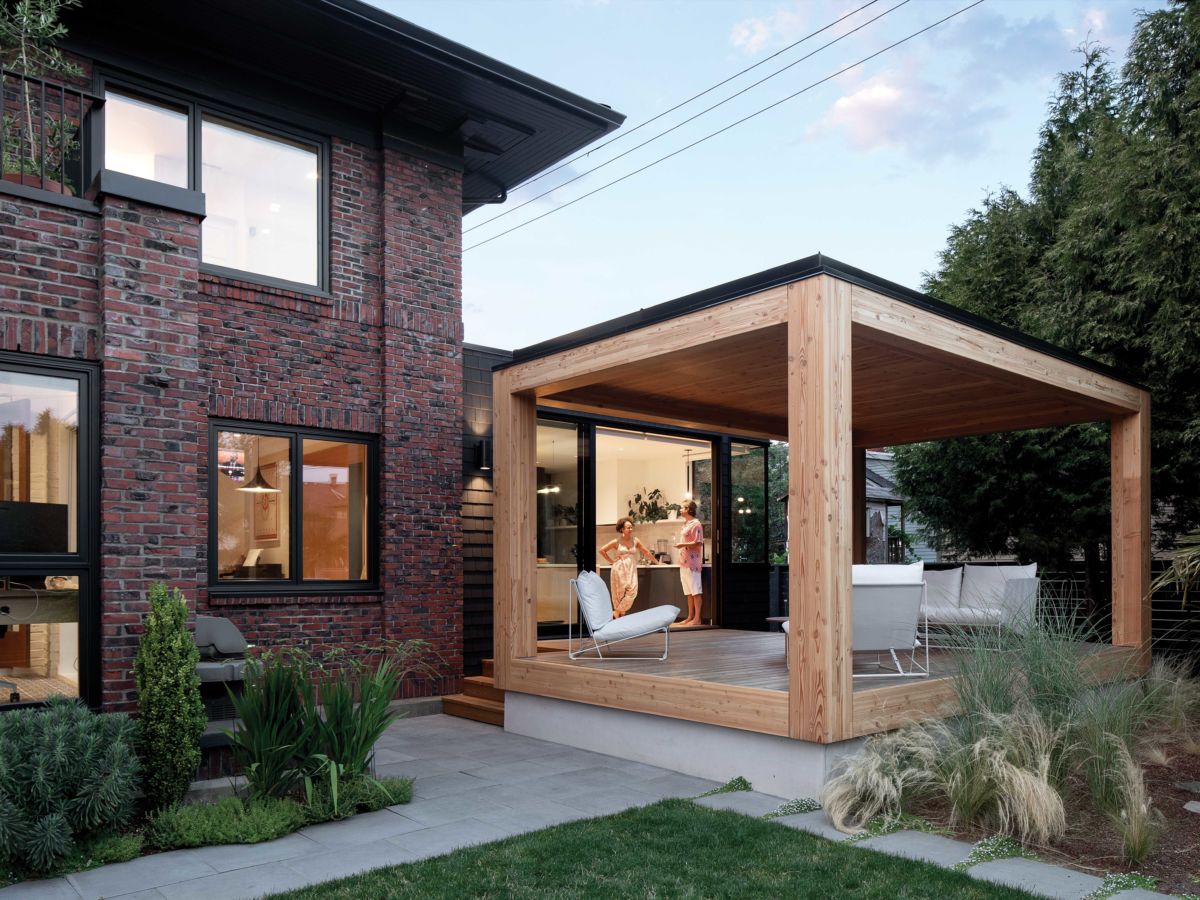 Cabana Next to Clinker Brick Home