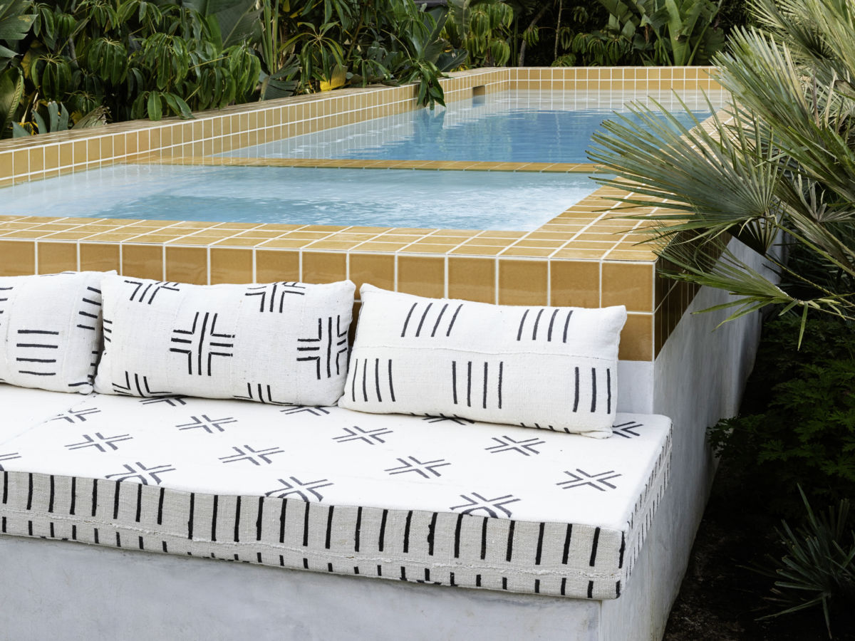 built in day bed above ground pool Sara Simon Handsome Salt interior design