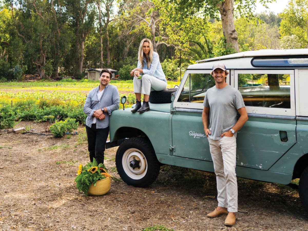 Chef Jacob Wetherington and Emma and Matt Goodwin at Thorne Family Farm