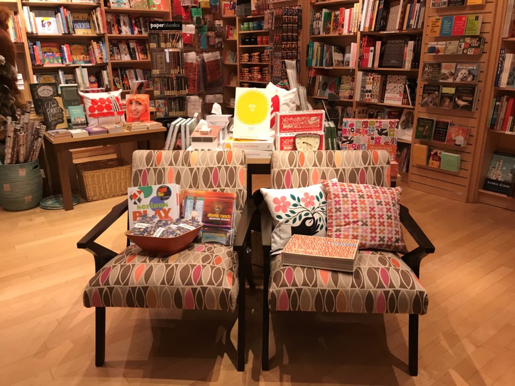 books on display in gift shop of museum of international folk art