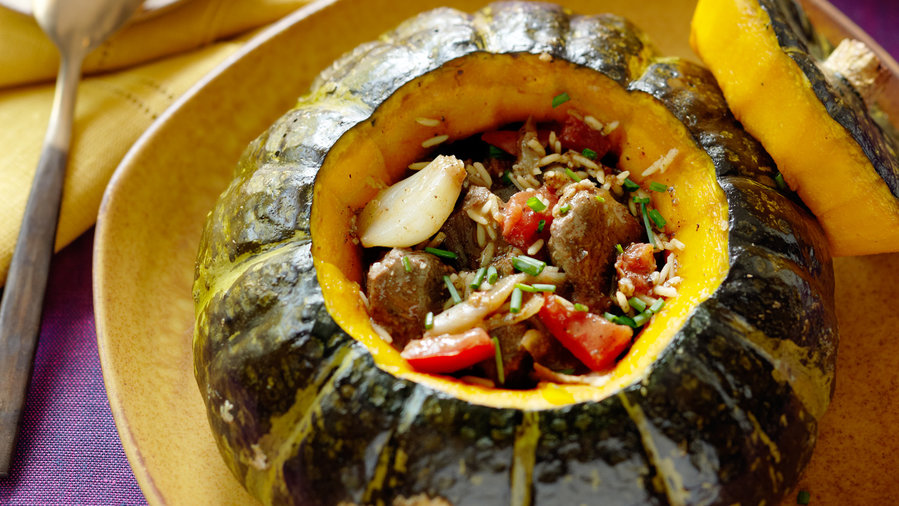 Stuffed Kabocha Squash with Arabic Lamb Stew