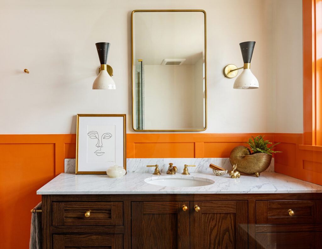 Orange Bathroom in Seattle House by Jessica Nelson