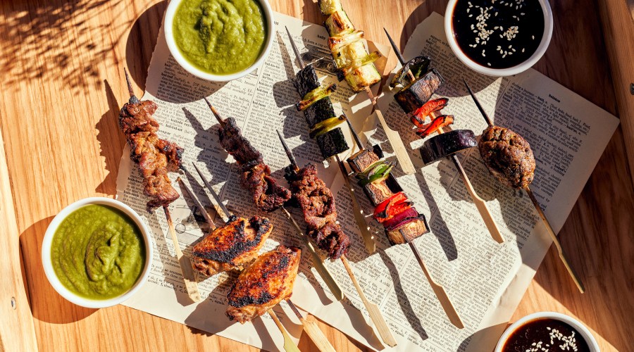 Plate of Skewers with Tamarind Sauce