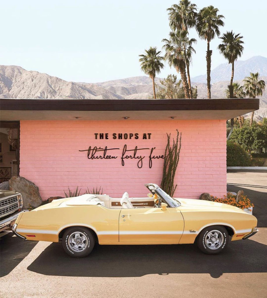Vintage Sports Car in front of Palm Springs Shops