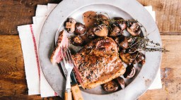 Pan Seared New York Steak Mushrooms
