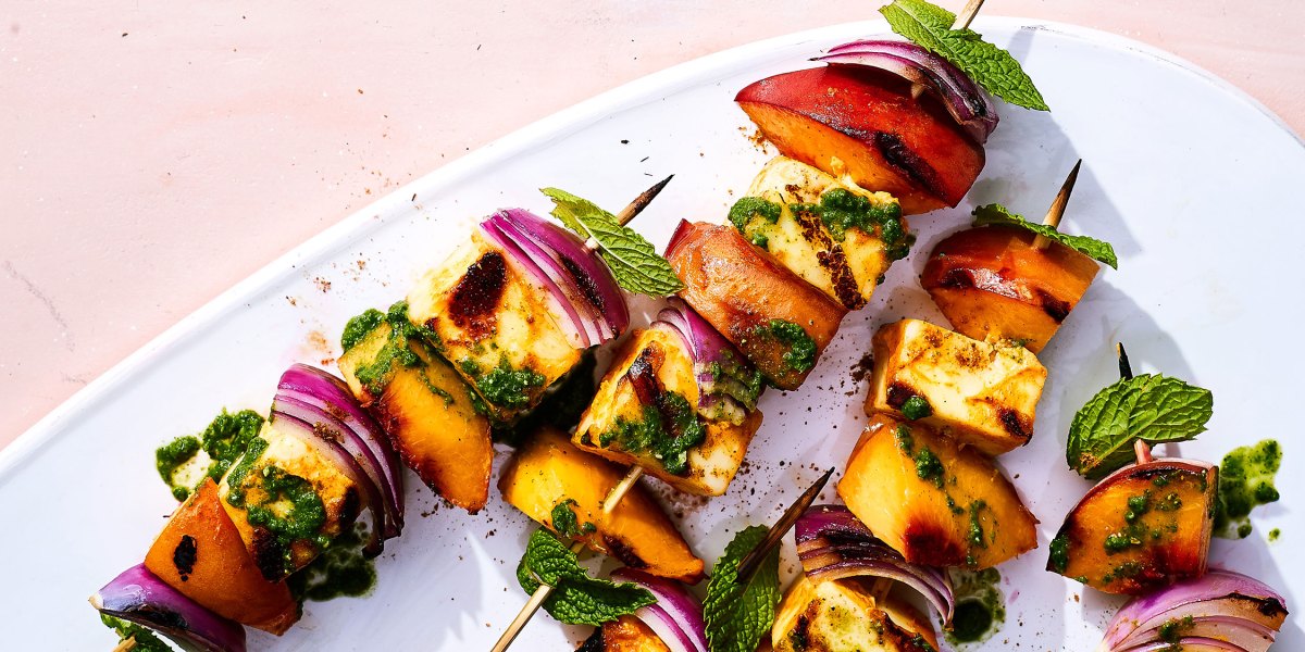 Paneer Tikka Peach Mint Skewers