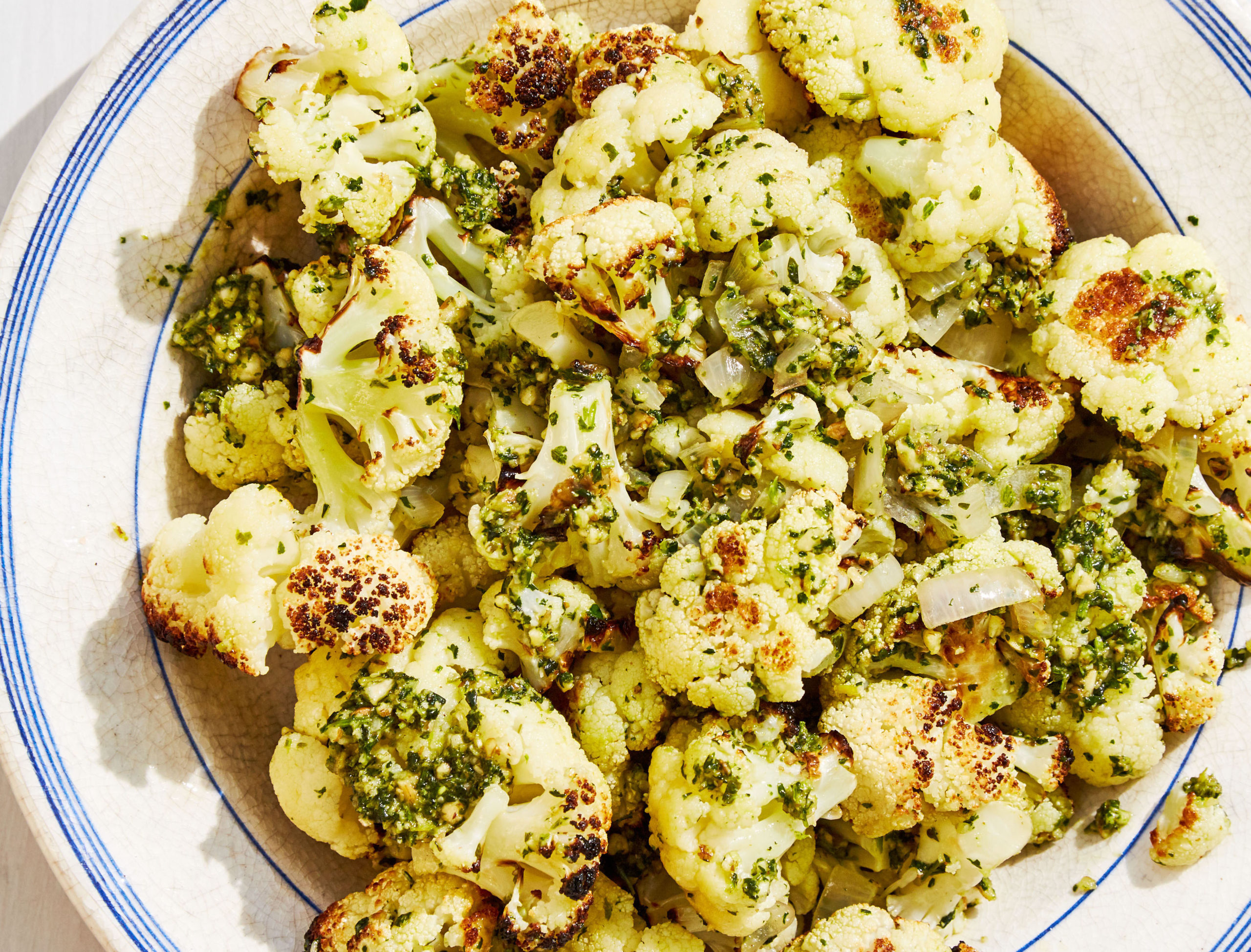 Roasted Cauliflower with Cilantro-Pecan Pesto