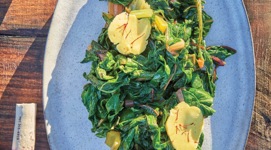 Sautéed Rainbow Chard with Saffron Compound Butter