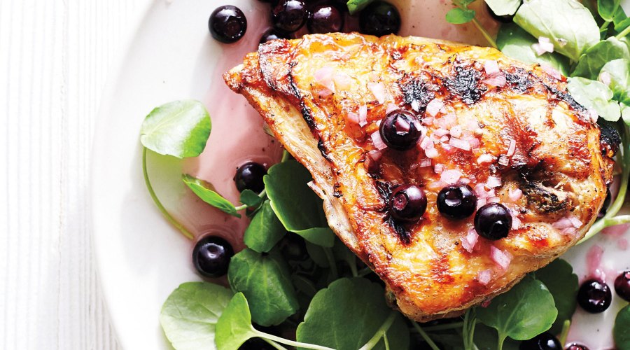 Grilled Chicken with Pickled Blueberries