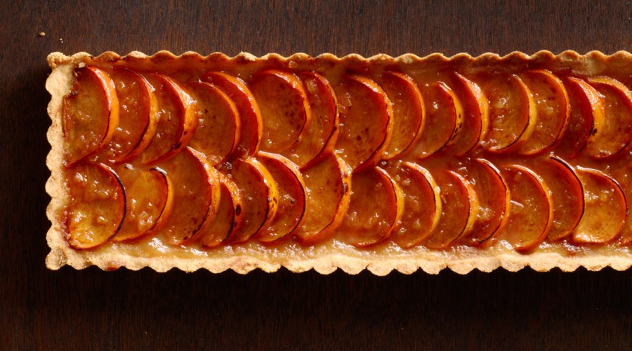 Spiced Persimmon Tart with Brandy Mascarpone