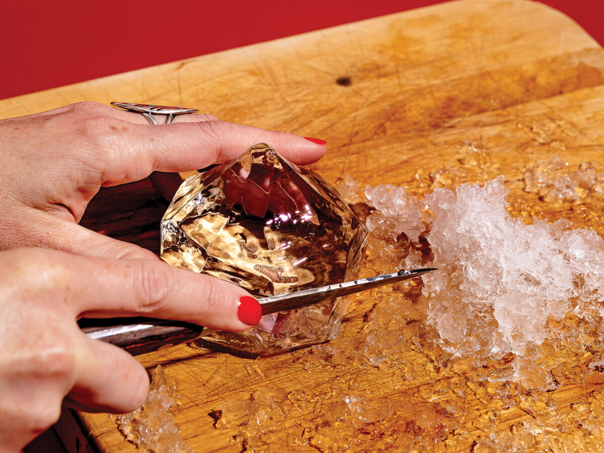 Hand-Cutting an Ice Diamond