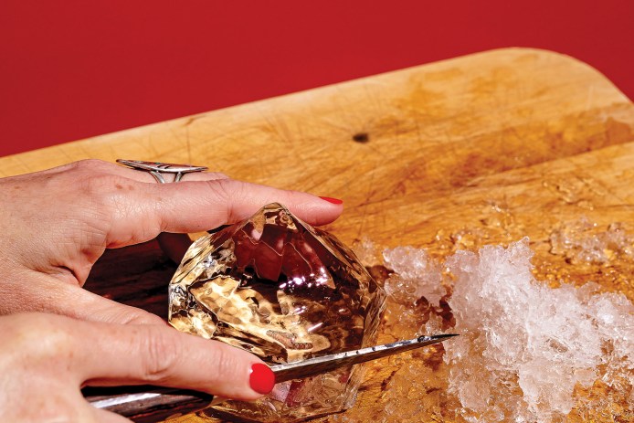 Hand-Cutting an Ice Diamond