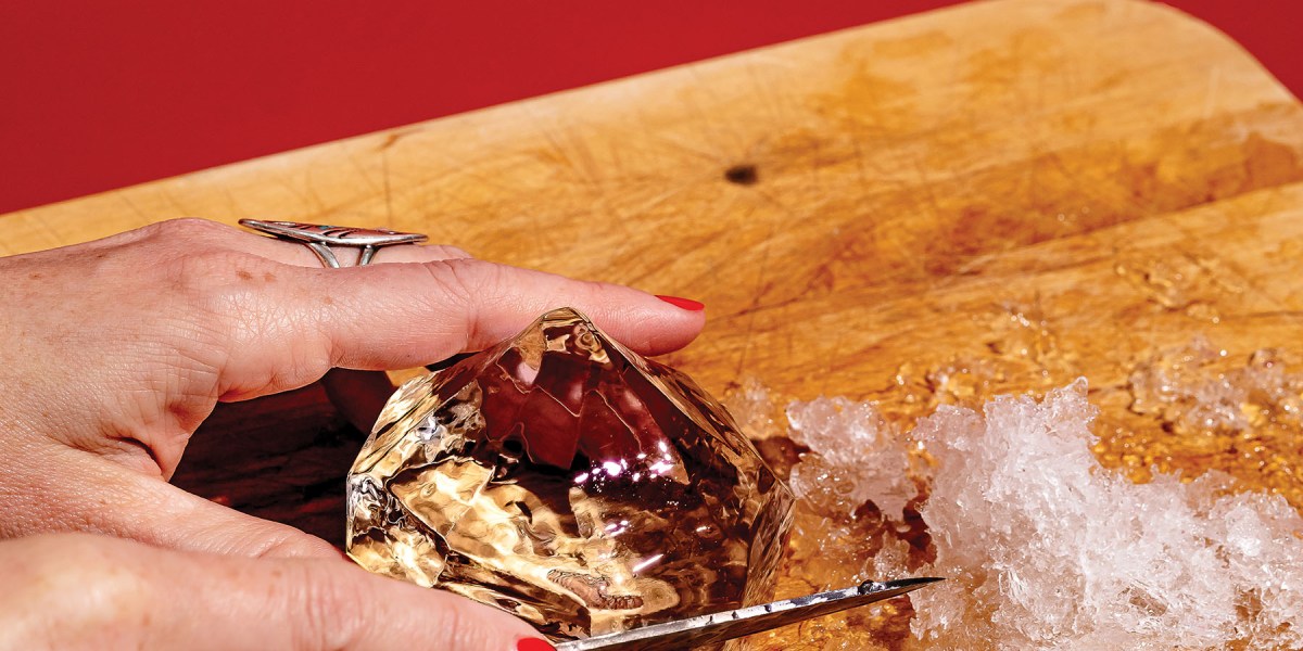 Hand-Cutting an Ice Diamond