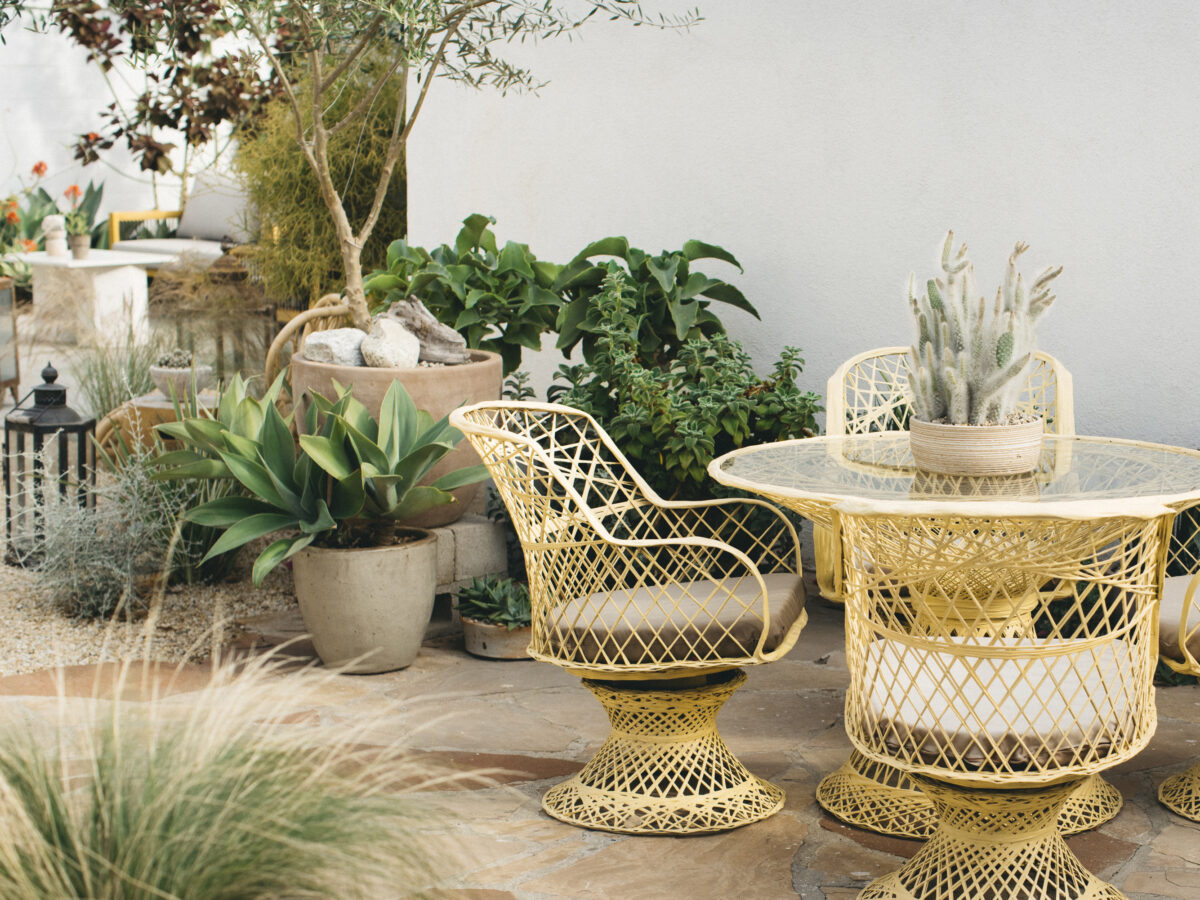 Outdoor furniture and plants