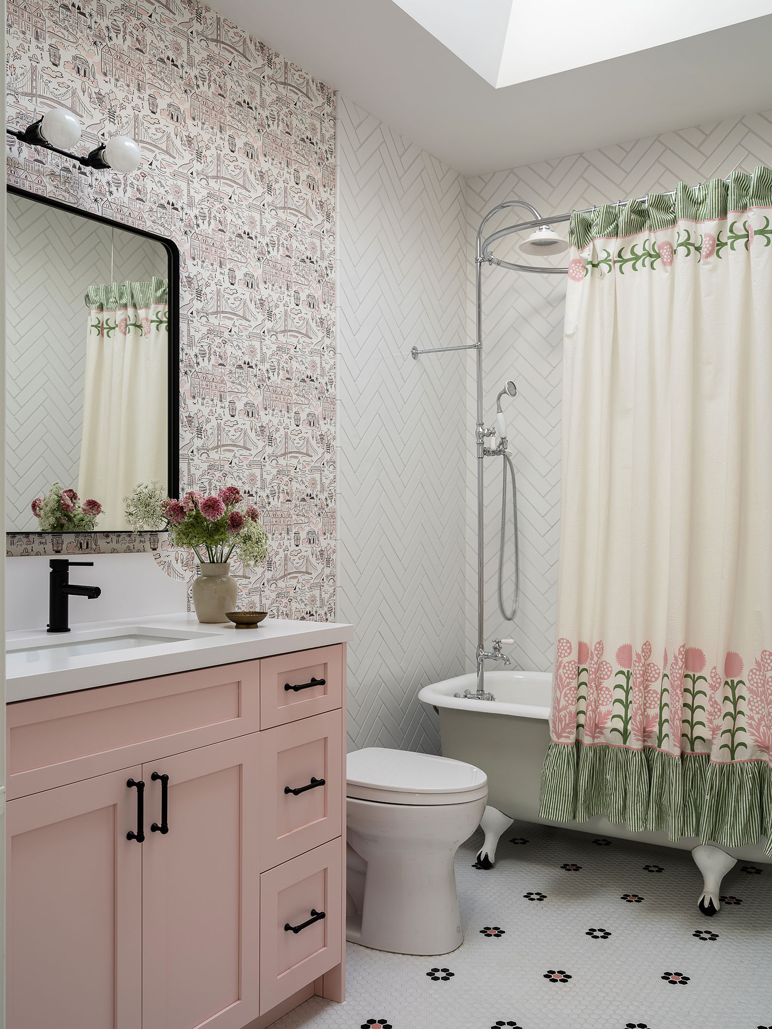 Pink Bathroom in Cole Valley Craftsman by Rachel Selding