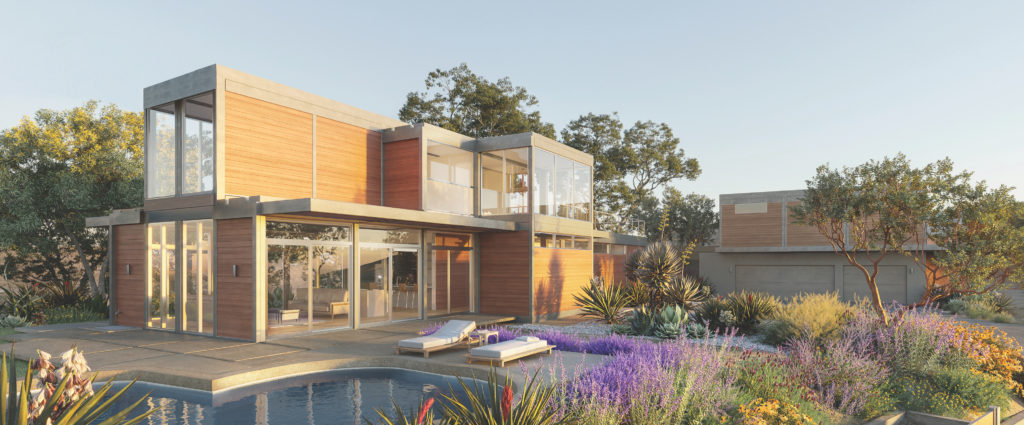 Plant Design Studio Rendering for a Plant Prefab Home in Malibu