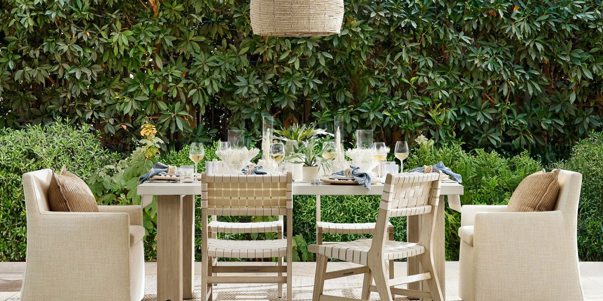 Pottery Barn Abbott Concrete Acacia Outdoor Dining Table