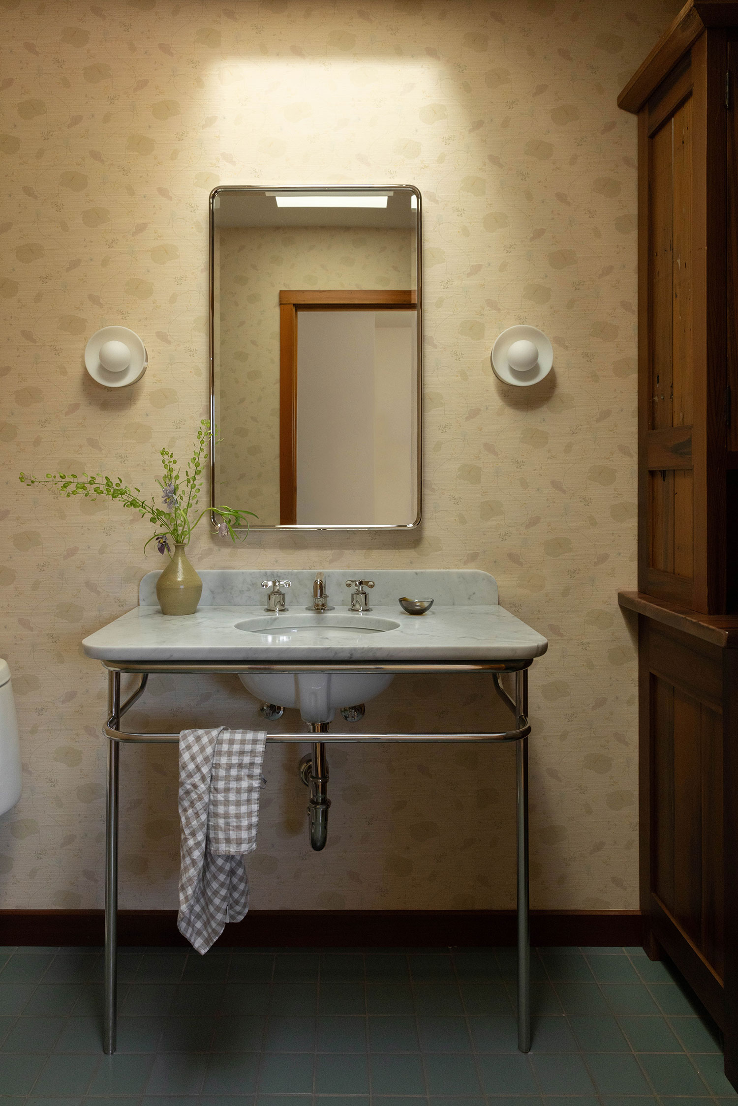 Powder Room in West Marin House by Decorotation