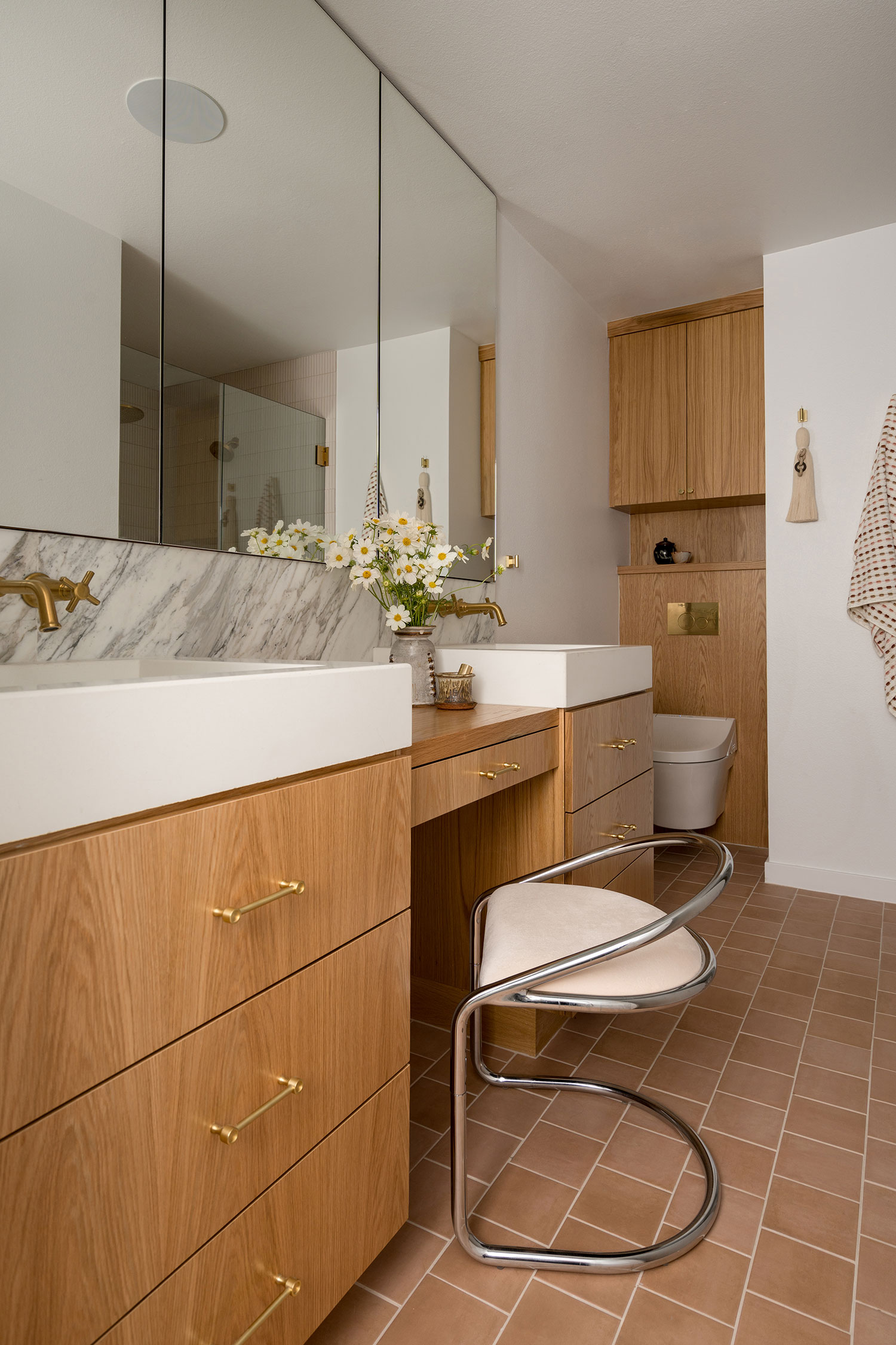 Primary Bathroom in 1970s Lake House by Lizzie Green