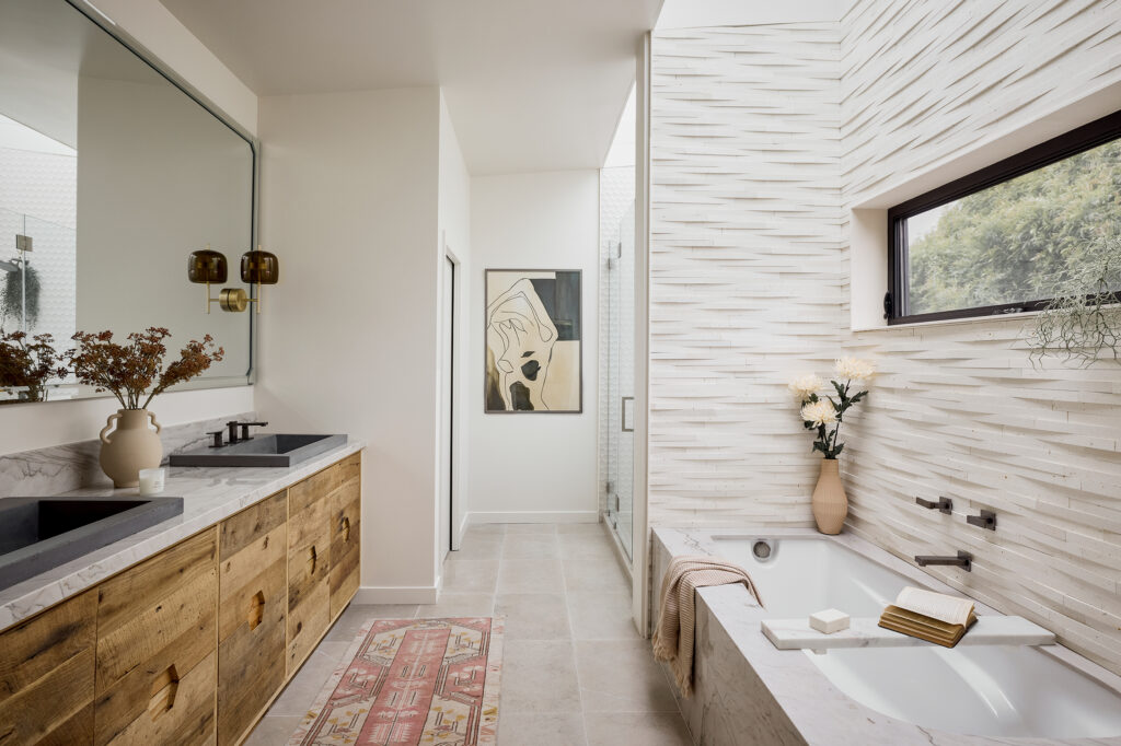 Primary Bathroom Mid-Century El Segundo House by Vitale Design Group