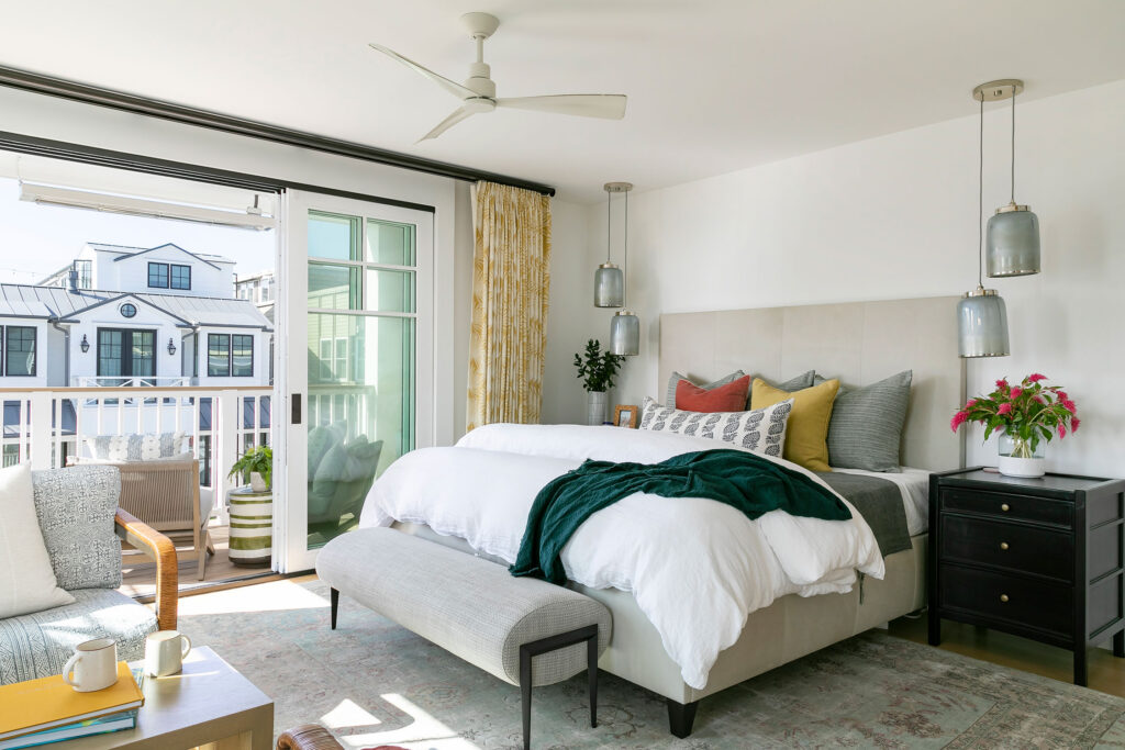 Primary Bedroom in Balboa Island Cottage by Blackband Design