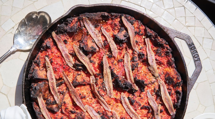 Tomato and Anchovy Bread Pudding