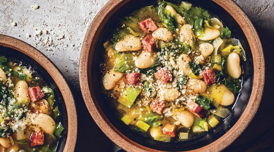 Escarole Soup with Giant White Beans and Country Ham