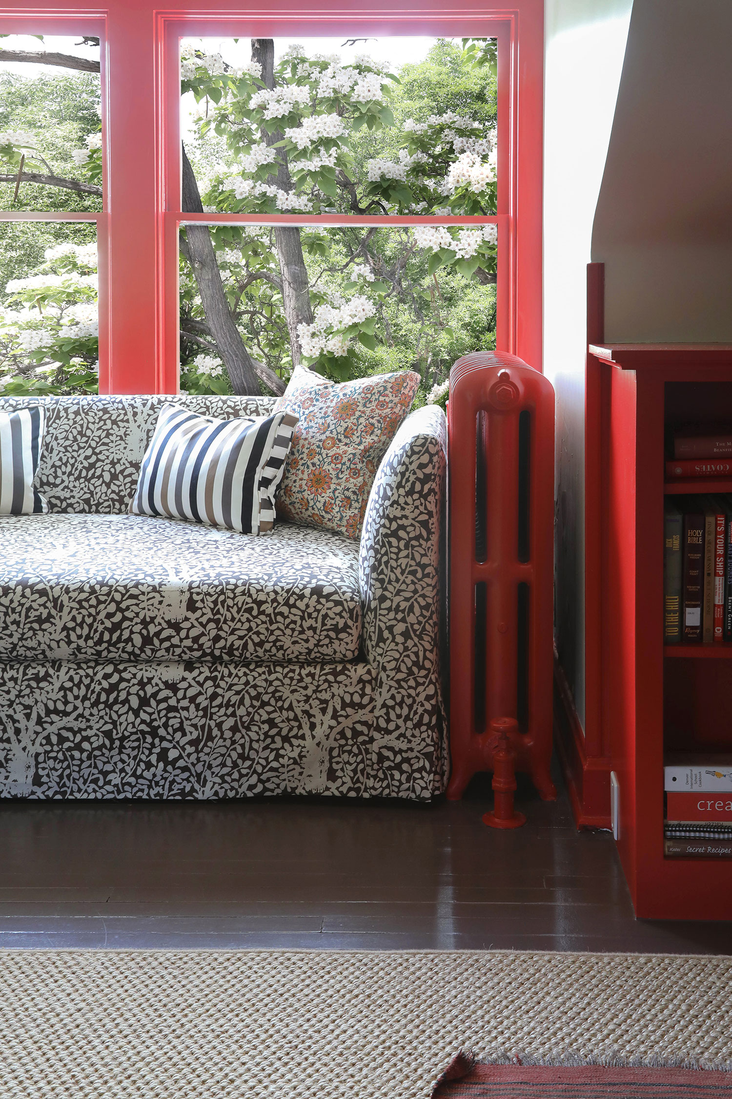Red Seating Area by Emily Tucker Design