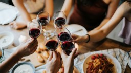 Red Wine Cheers Glasses