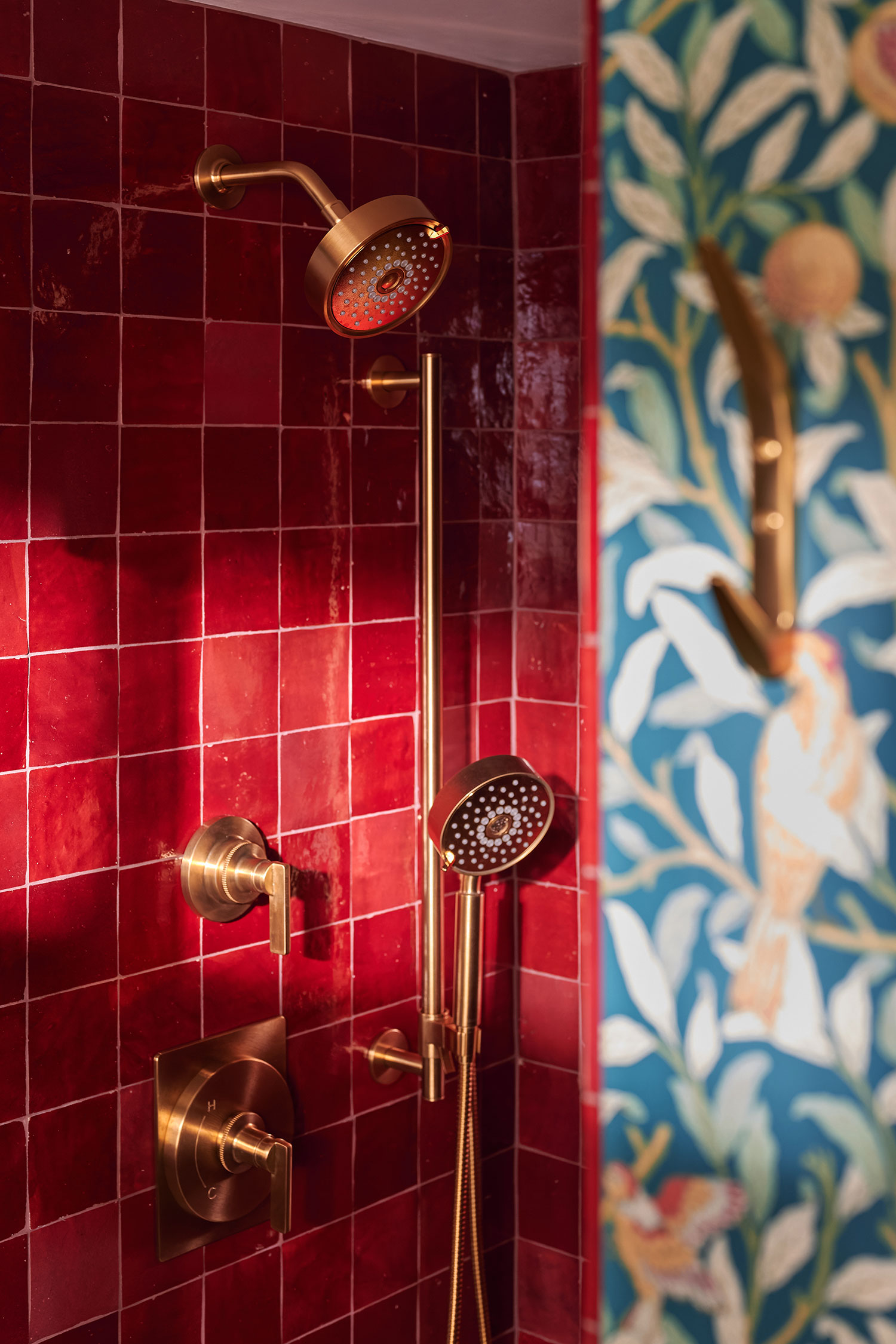 Red Zellige Tile in Portland Bathroom by Erica Leader