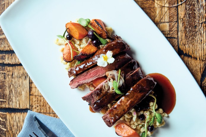 Bison with Hazelnut Spätzle