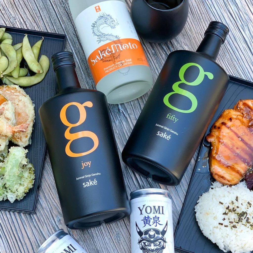 SakéOne genshu shown with yomi and food